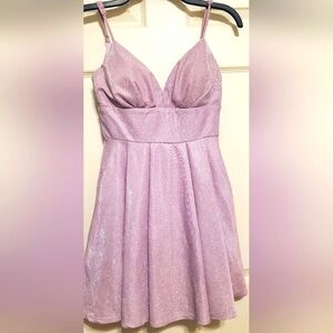 B Darlin Juniors' Glitter-Knit Skater Party Dress, Lilac/Silver, 1 / 2, $79